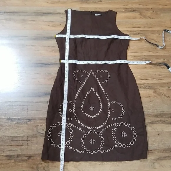 ISAAC MIZRAHI for TARGET Brown Embroidered Linen Shift Dress - Picture 10 of 14